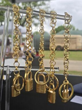 Auth Louis Vuitton Lock On Handmade 18k Gold Pl Keychain/bag charm Bundle Of 5